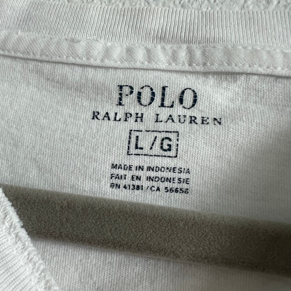 Polo Ralph Lauren White V-Neck T-Shirt L Summer Prep Coastal Elevated Casual - Picture 5 of 7
